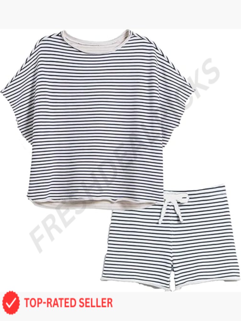 Oversized 2 Piece Short Sleeve Top And Shorts Loungewear Set Pajama Matching